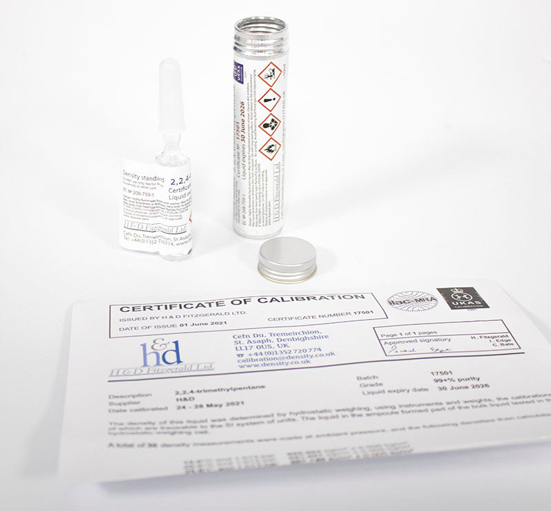 Certified Reference Materials for Density Meters (gm/ml 1.02–1.62)